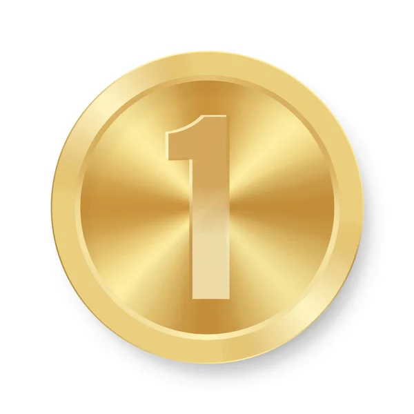 Gold Coin Number One Concept Internet Icon — Stock Vector