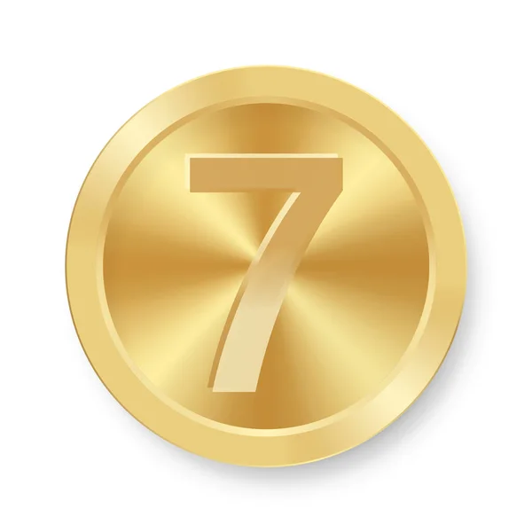 Gold Coin Number Seven Concept Internet Icon — Stock Vector