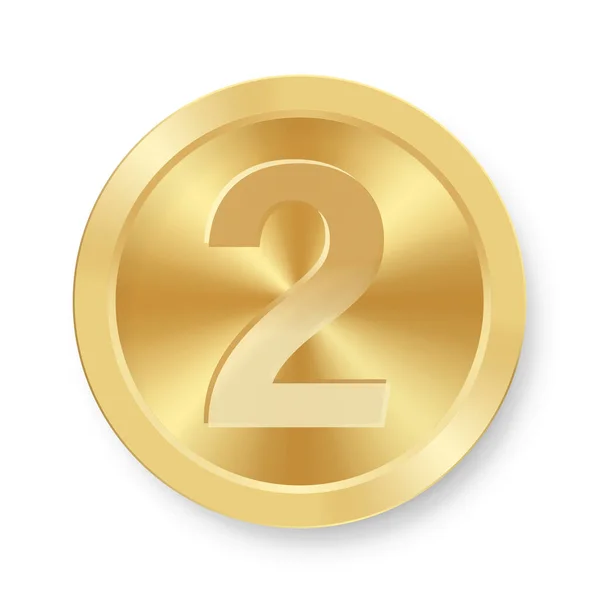 Χρυσό Νόμισμα Τον Αριθμό Δύο Έννοια Του Εικονιδίου Στο Διαδίκτυο — Διανυσματικό Αρχείο