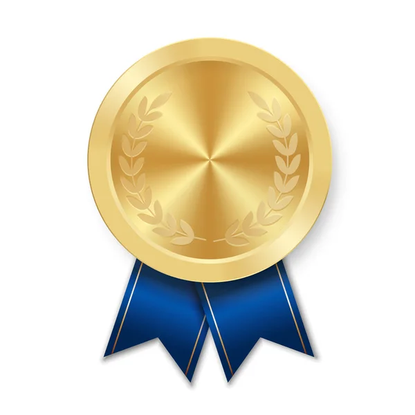 Золота Спортивна Медаль Переможців Блакитною Стрічкою — стоковий вектор