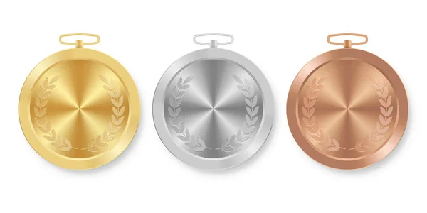 Zlatá Stříbrná Bronzová Medaile Pro Vítěze — Stockový vektor