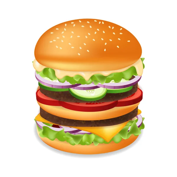Hambúrguer Cheeseburger Com Carne Queijo Fast Food Meal —  Vetores de Stock