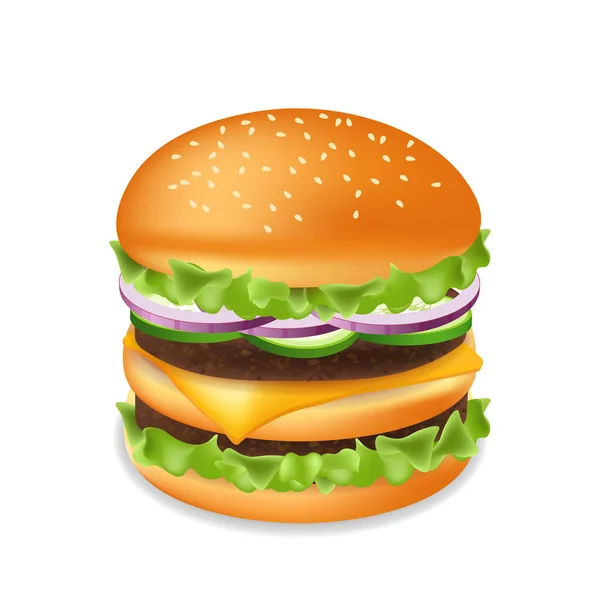Hambúrguer Cheeseburger Com Carne Queijo Fast Food Meal —  Vetores de Stock