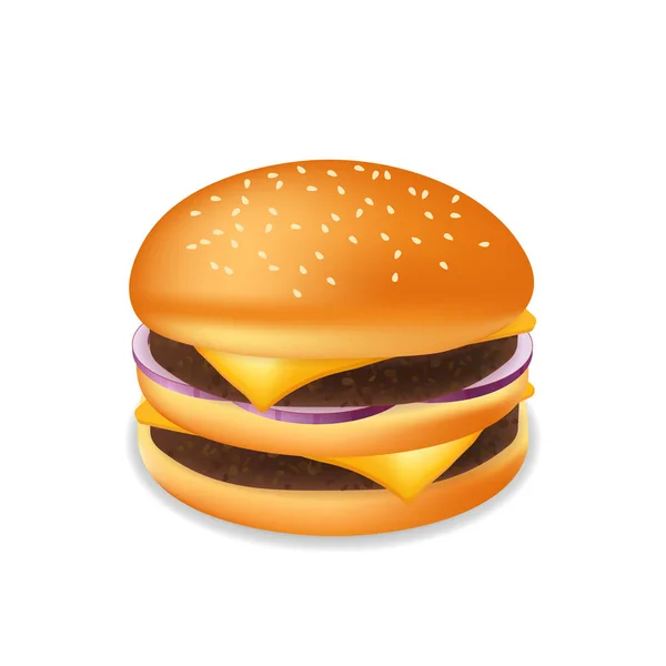 Hamburger Peynirli Çizburger Fast Food Menüsü — Stok Vektör