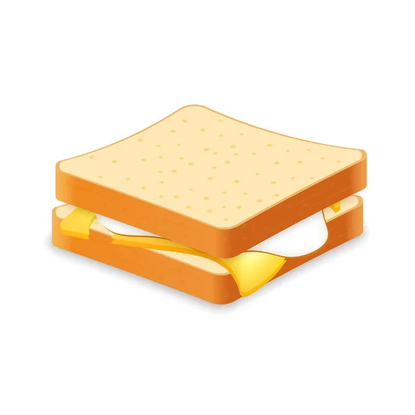 Sandwich Van Vers Brood Met Gebakken Kaas Illustratie Van Fastfood — Stockvector