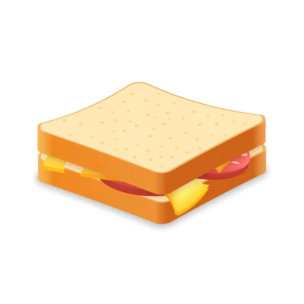 Sanduíche Pão Fresco Com Salsicha Queijo Ilustração Refeição Fast Food —  Vetores de Stock