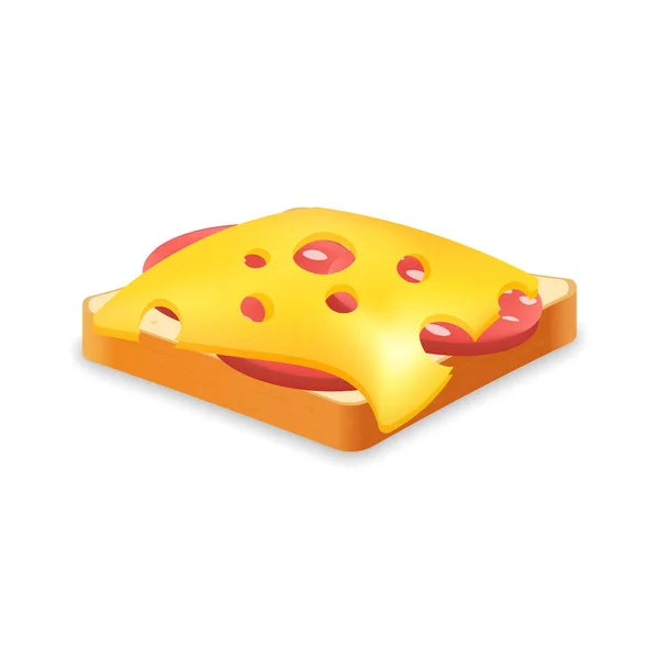 ソーセージとチーズのフレッシュパンのサンドイッチ ファーストフードのイラスト — ストックベクタ