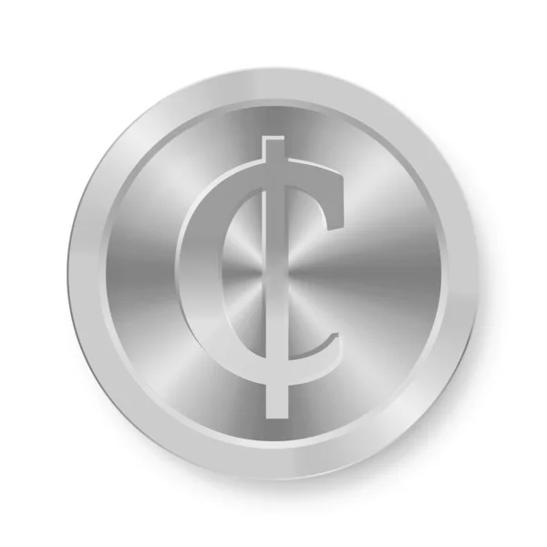 Argent Cedi Coin Concept Monnaie Internet Web — Image vectorielle