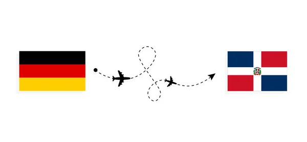 Vuelo Viaje Alemania República Dominicana Avión Pasajeros Concepto Viaje — Archivo Imágenes Vectoriales