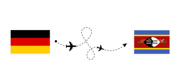 Flug Und Anreise Von Deutschland Nach Swasiland Mit Dem Passagierflugzeug — Stockvektor