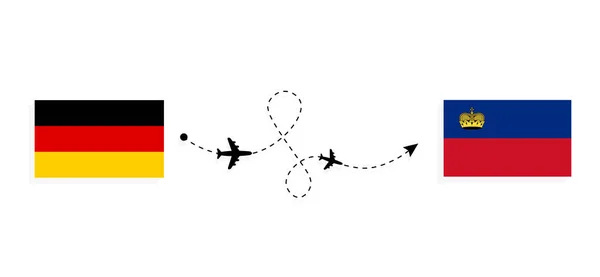 Voo Viagem Alemanha Para Liechtenstein Por Avião Passageiros Conceito Viagem —  Vetores de Stock