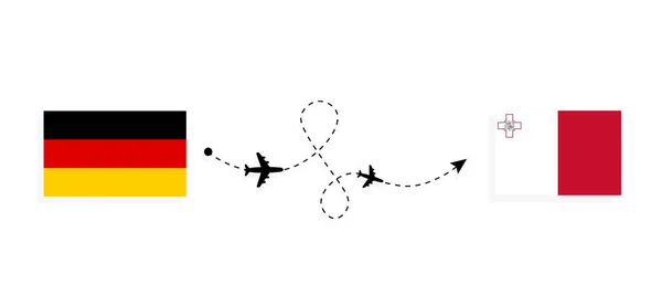 Vuelo Viaje Alemania Malta Avión Pasajeros Concepto Viaje — Archivo Imágenes Vectoriales