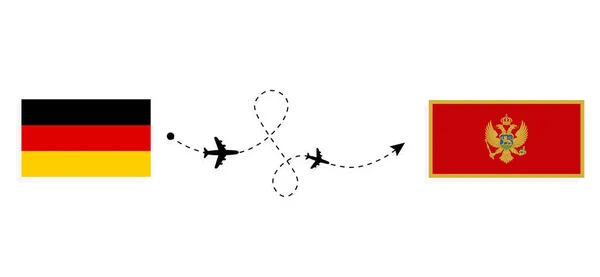 Політ Подорож Німеччини Чорногорії Концепцією Пасажирського Літака — стоковий вектор