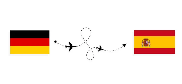 Let Cestování Německa Španělska Osobním Letadlem Cestovní Koncept — Stockový vektor