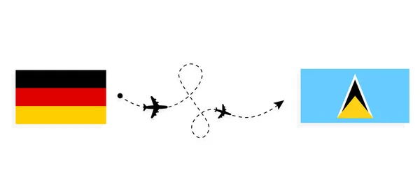 Vuelo Viaje Alemania Santa Lucía Avión Pasajeros Concepto Viaje — Archivo Imágenes Vectoriales