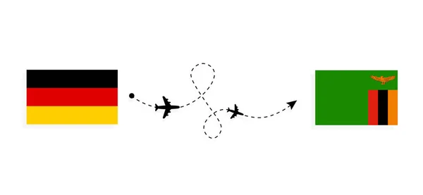 Vuelo Viaje Alemania Zambia Avión Pasajeros Concepto Viaje — Archivo Imágenes Vectoriales