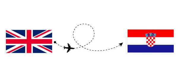 Voo Viagem Reino Unido Grã Bretanha Para Croácia Por Avião — Vetor de Stock