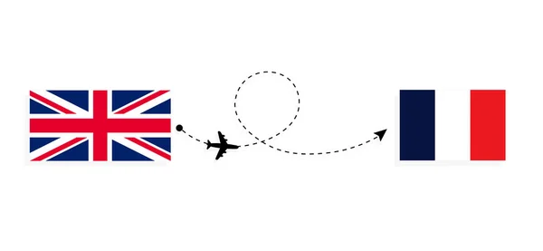 Ngiltere Birleşik Krallığından Fransa Yolcu Uçağıyla Seyahat Konsepti — Stok Vektör