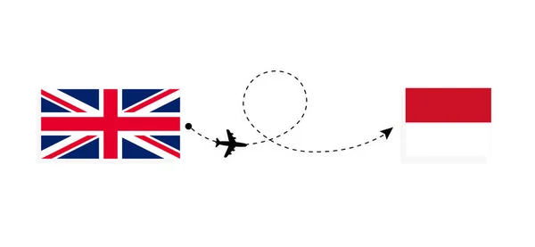 Ngiltere Birleşik Krallığından Yolcu Uçağıyla Monako Uçmak Seyahat Etmek — Stok Vektör