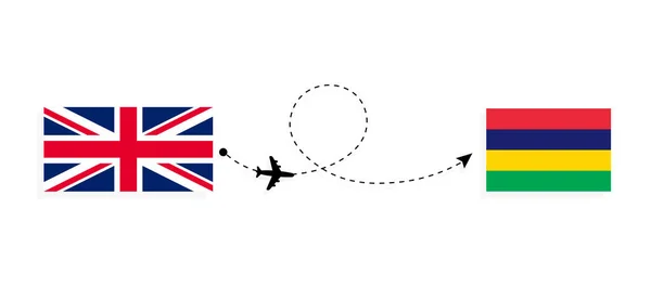 Πτήση Και Ταξίδι Από Ηνωμένο Βασίλειο Της Μεγάλης Βρετανίας Στον — Διανυσματικό Αρχείο