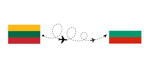 Політ Подорож Литви Болгарії Пасажирським Літаком Концепція Подорожі — стоковий вектор