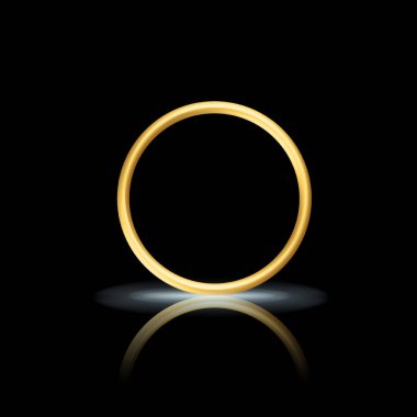 Golden realistic wedding ring with reflection Anniversary romantic surprise