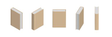 Set of closed beige books in different positions for bookstore