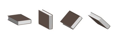 Set of closed brown books in different positions for bookstore
