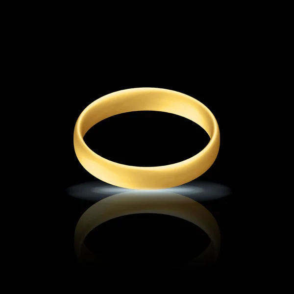 Golden Realistic Wedding Ring Reflection Anniversary Romantic Surprise — Vetor de Stock