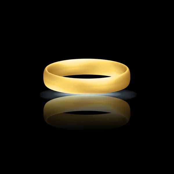 Golden Realistic Wedding Ring Reflection Anniversary Romantic Surprise — Stock Vector