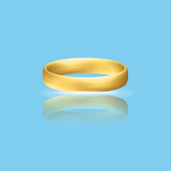 Golden Realistic Wedding Ring Reflection Anniversary Romantic Surprise — Stock Vector