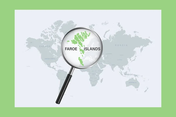 Map Faroe Islands Political World Map Magnifying Glass — Wektor stockowy