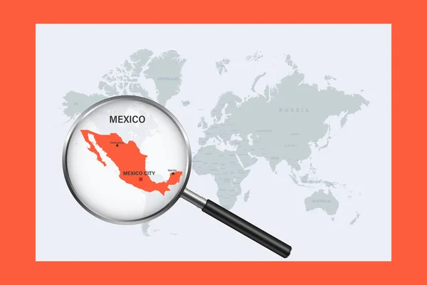 Map Mexico Political World Map Magnifying Glass — Stockový vektor