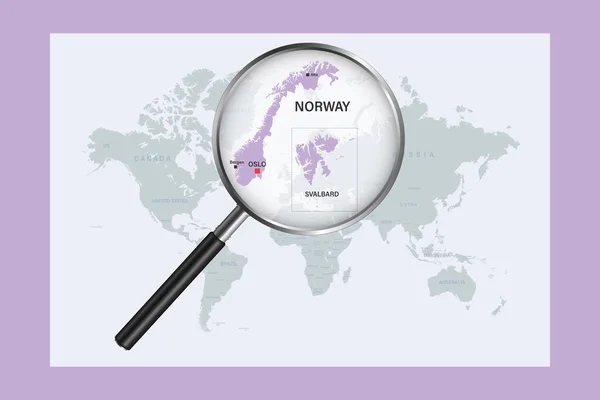 Map Norway Political World Map Magnifying Glass — Vetor de Stock