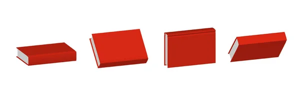 Set Closed Red Books Different Positions Bookstore — Stockvector