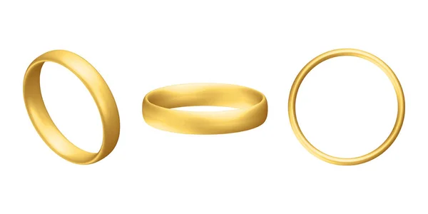 Set Golden Realistic Wedding Ring Anniversary Romantic Surprise — Stockvektor