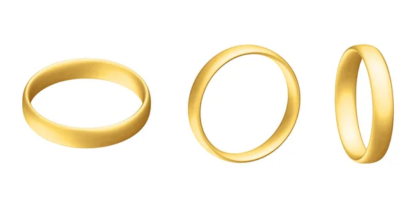 Set Golden Realistic Wedding Ring Anniversary Romantic Surprise — ストックベクタ