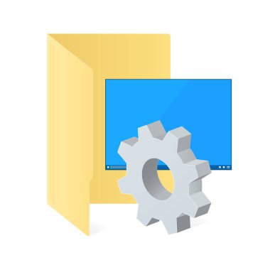 File computer folder and desktop with gear icon Settings icon or instruction