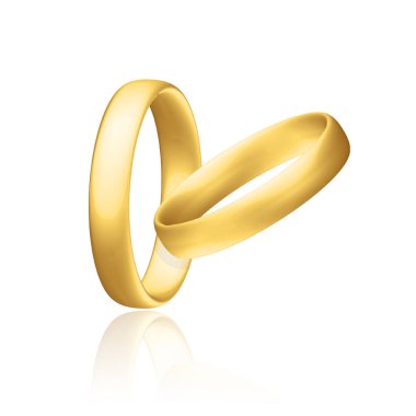 Golden realistic wedding rings with reflection Anniversary romantic surprise