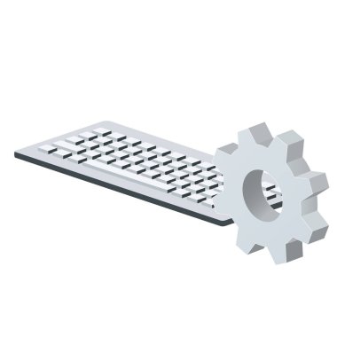 Keyboard for personal computer with gear icon Settings icon or instruction