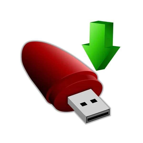 Scaricare Salvare Icona Usb Flash Drive Componente Del Computer Personale — Vettoriale Stock