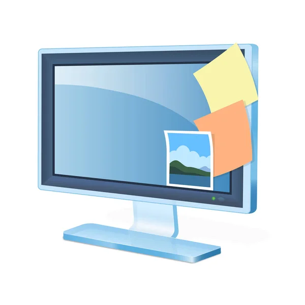 Monitor Display Pictogram Voor Personal Computer Systeemeenheid — Stockvector