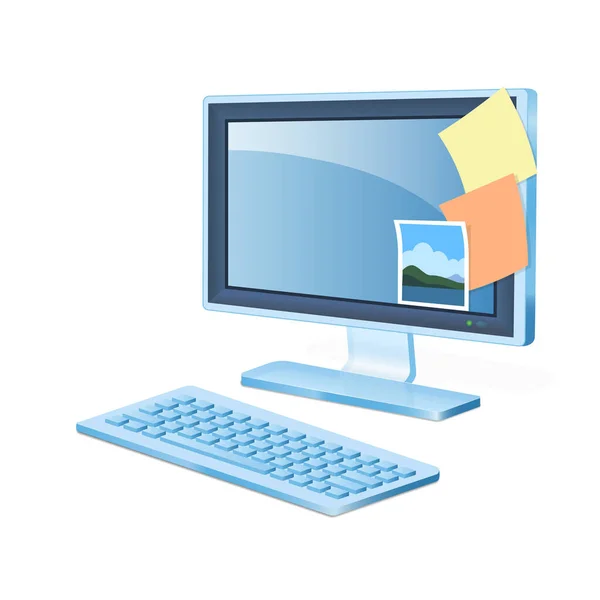 Personal Computer System Unit Icon Monitor Keyboard — Stock Vector