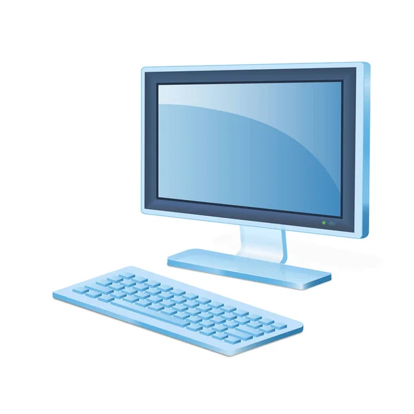 Persondator Eller Systemenhetsikon Med Bildskärm Och Tangentbord — Stock vektor