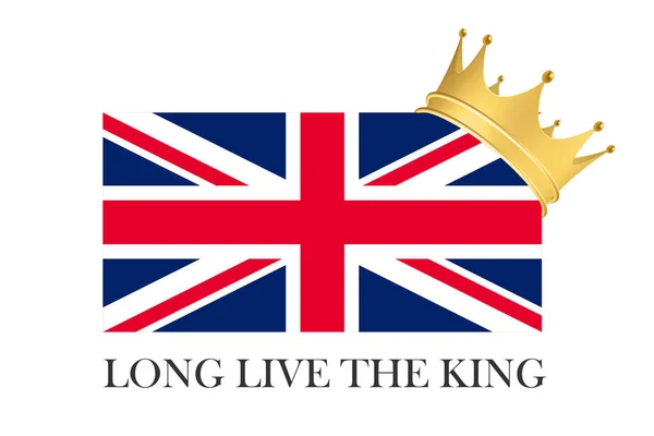 Wielka Brytania Flaga Wielkiej Brytanii Złota Korona Niech Żyje Król — Wektor stockowy
