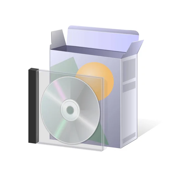 Déballer Icône Des Fichiers Disque Compact Icône Boîte Carton — Image vectorielle
