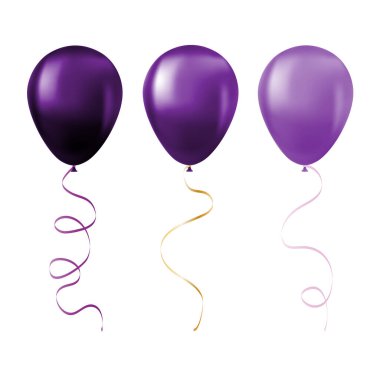 Beyaz zemin üzerinde izole edilmiş balon seti mor balon seti