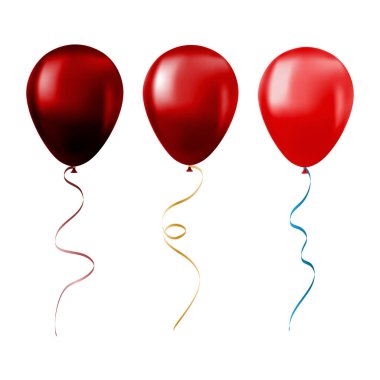 Beyaz arka planda izole edilmiş balon seti kırmızı balon kümesi