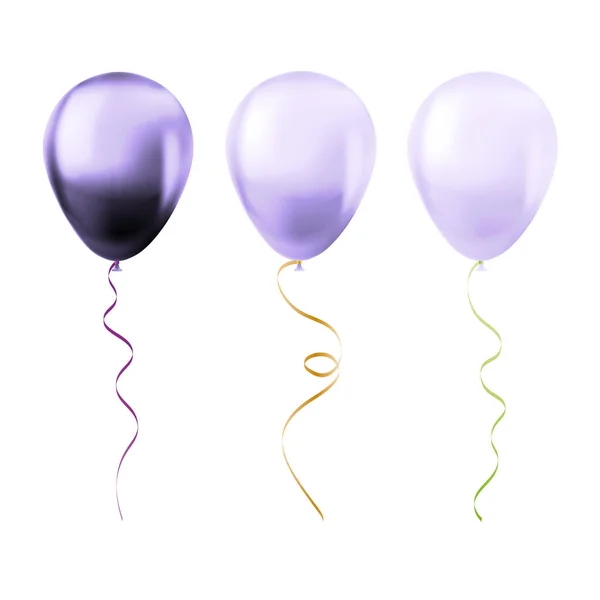 Balão Isolado Sobre Fundo Branco Conjunto Balões Violetas —  Vetores de Stock