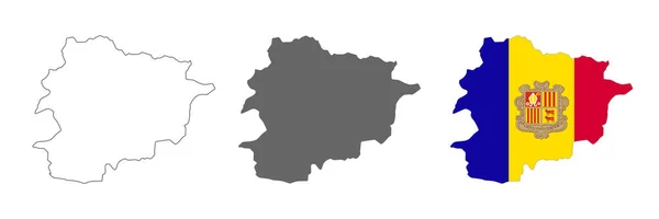 Carte Andorre Très Détaillée Avec Frontières Isolées Arrière Plan — Image vectorielle